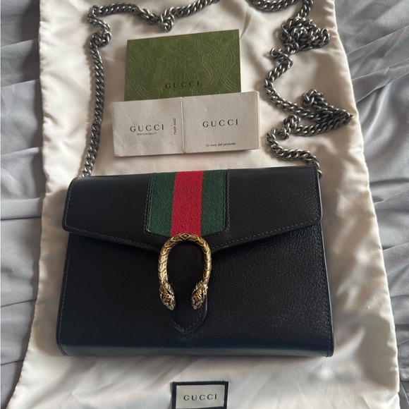 Gucci Black Crossbody with Green and Red Accent - Picture 1 of 8